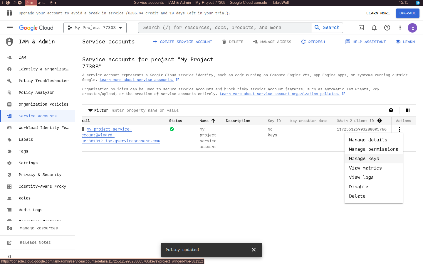 Service Account Key 1
