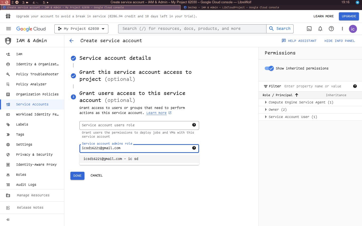 Service Account Access 2